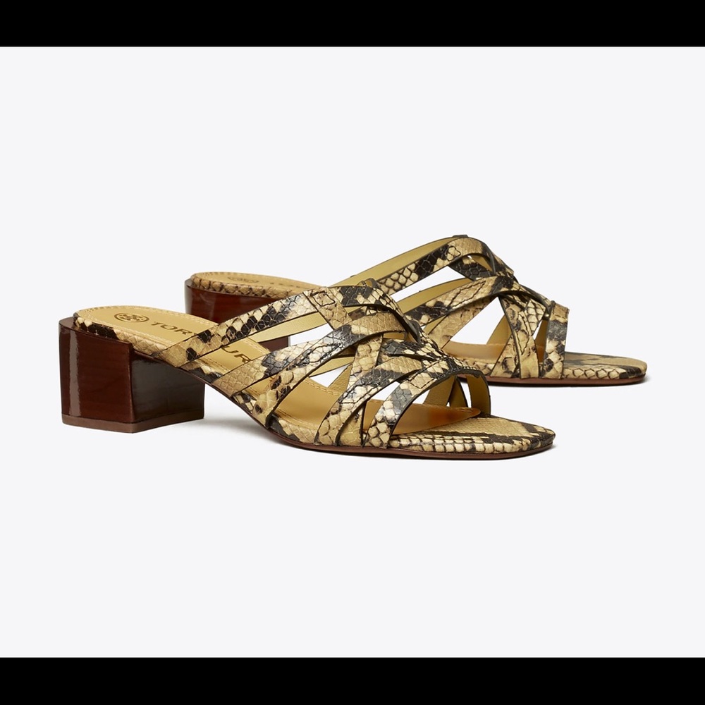 NWT Tory Burch basketweave block heel